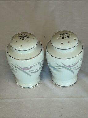 Valmont China Salt and Pepper Shakers - Soft Cream with Pastel Accents